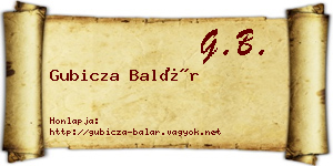 Gubicza Balár névjegykártya